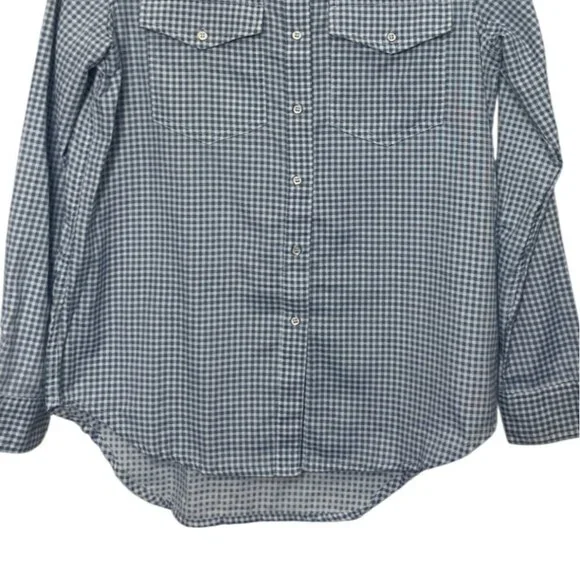 Polly & Esther Gingham Button Up Shirt Womens Medium Blue New Long Sleeve - Picture 4 of 8